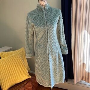 Lux Faux Fur Lined Coat Pale Blue with a touch of Green Size S